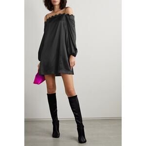 BERNADETTE Michelle Off-the-shoulder Scalloped Stretch-silk Satin Mini Dress 42